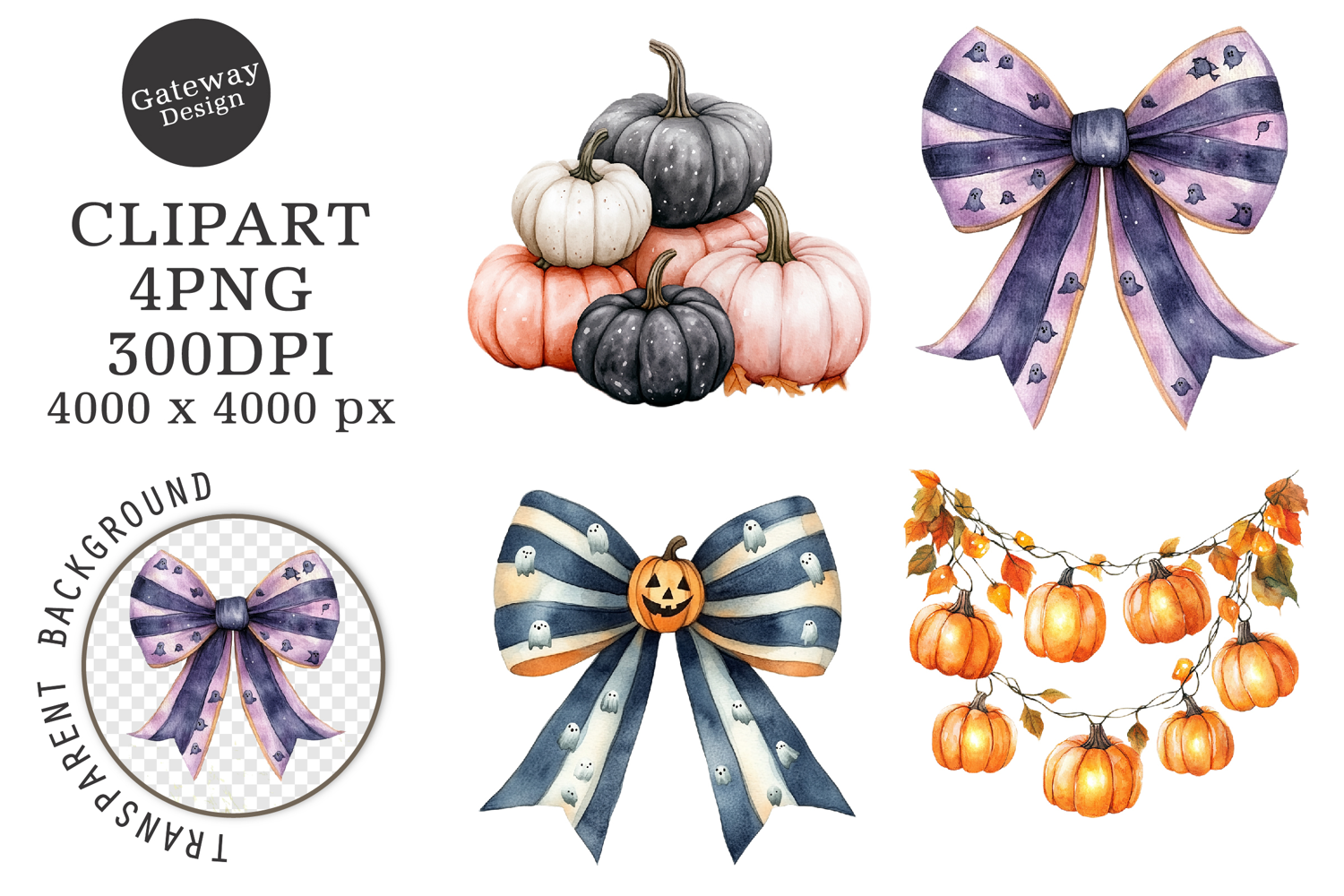 Watercolor Halloween Clipart product image 1