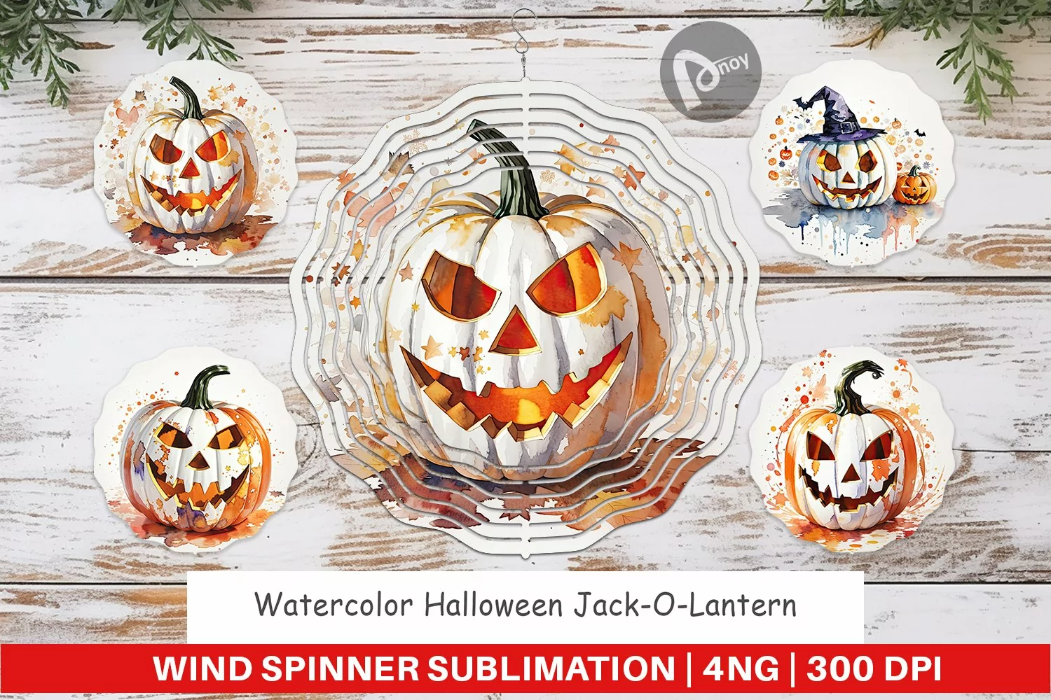 Wind Spinner Watercolor Jack O Lantern product image 1