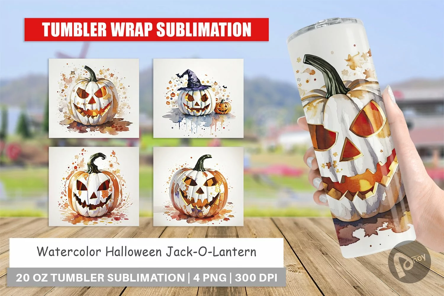 Tumbler Wrap Watercolor Jack O Lantern product image 1