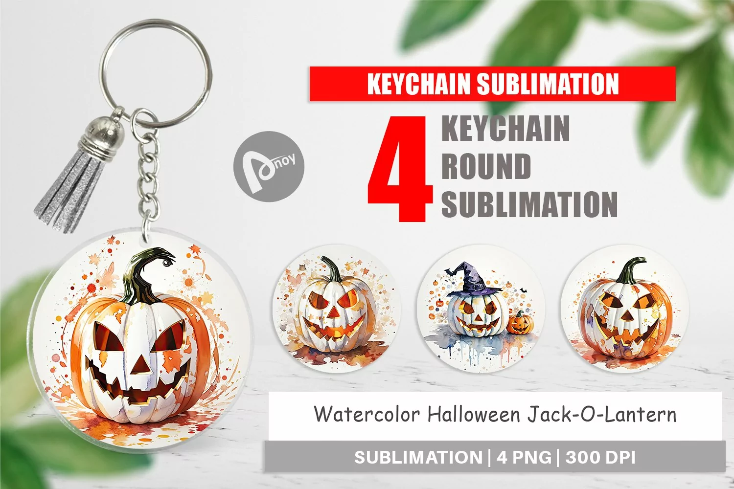 Keychain Watercolor Jack O Lantern product image 1