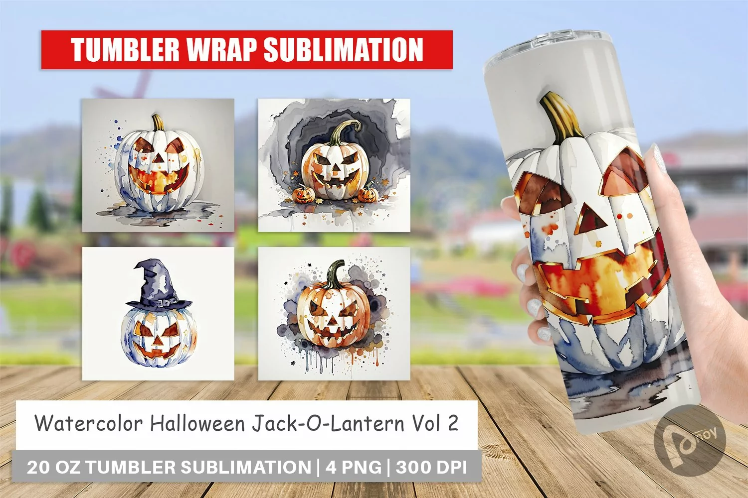 Tumbler Wrap Watercolor Jack O Lantern product image 1