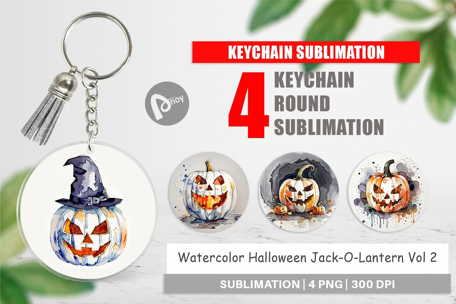 Keychain Watercolor Jack O Lantern product image 1