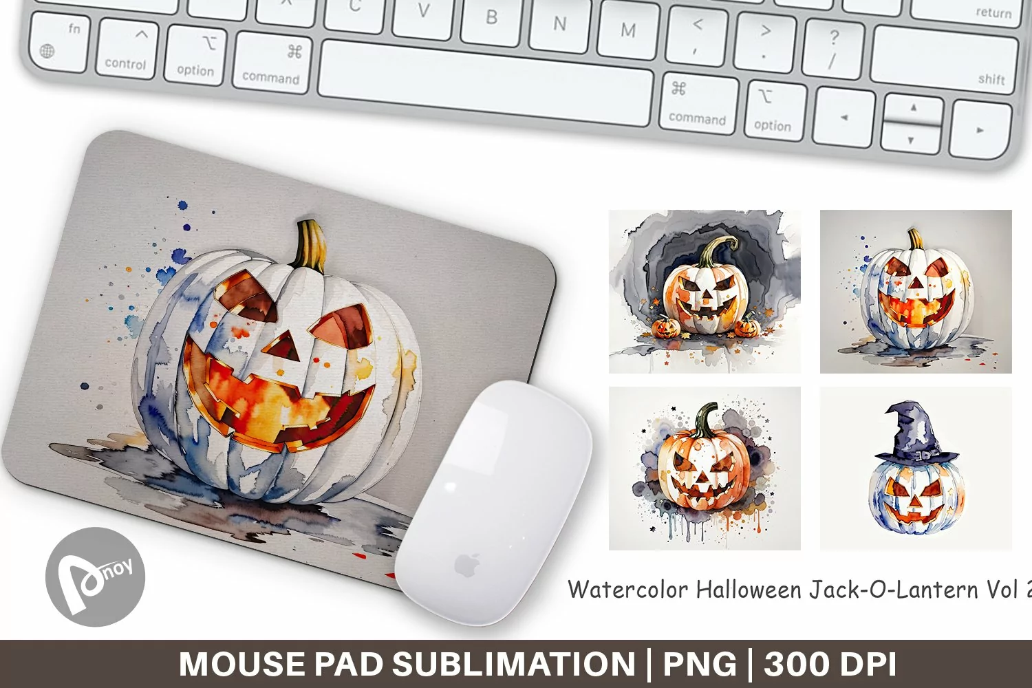 Mouse Pad Watercolor Jack O Lantern product image 1