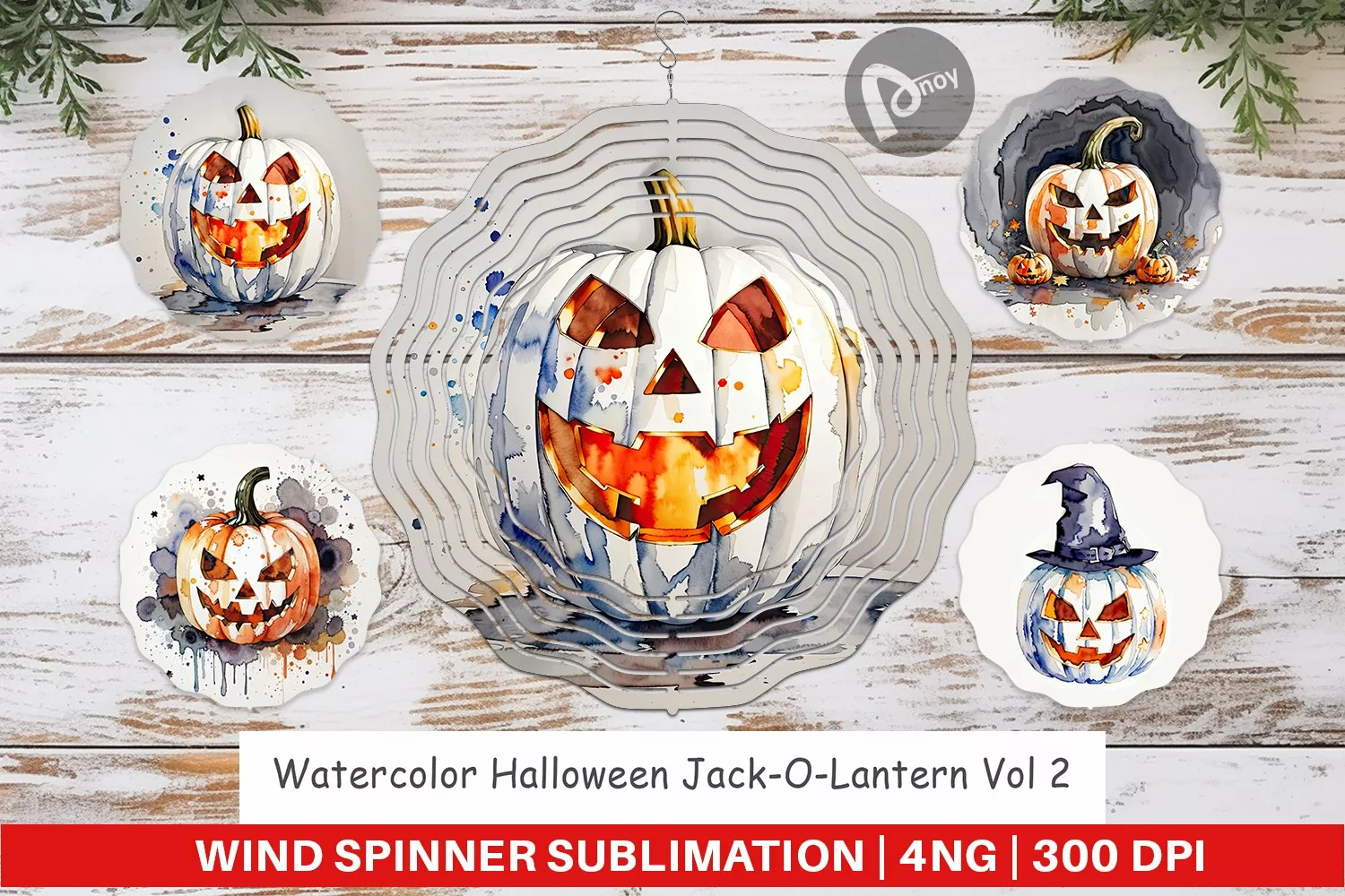 Wind Spinner Watercolor Jack O Lantern product image 1