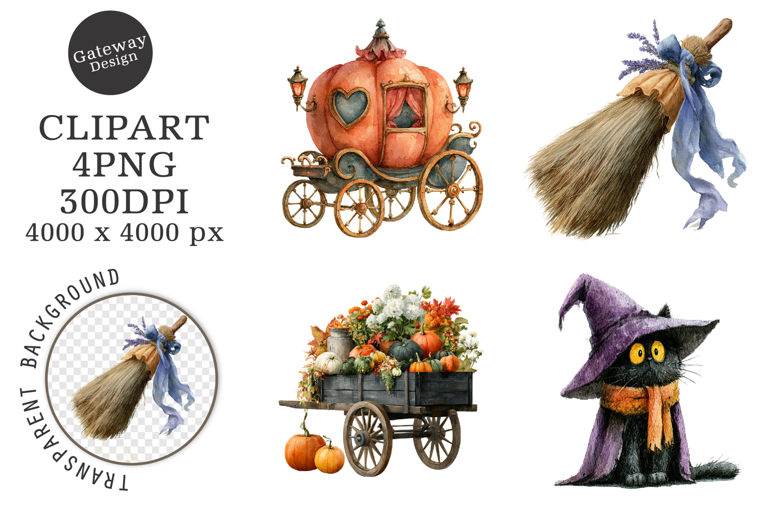 Watercolor Halloween Png Clipart product image 1