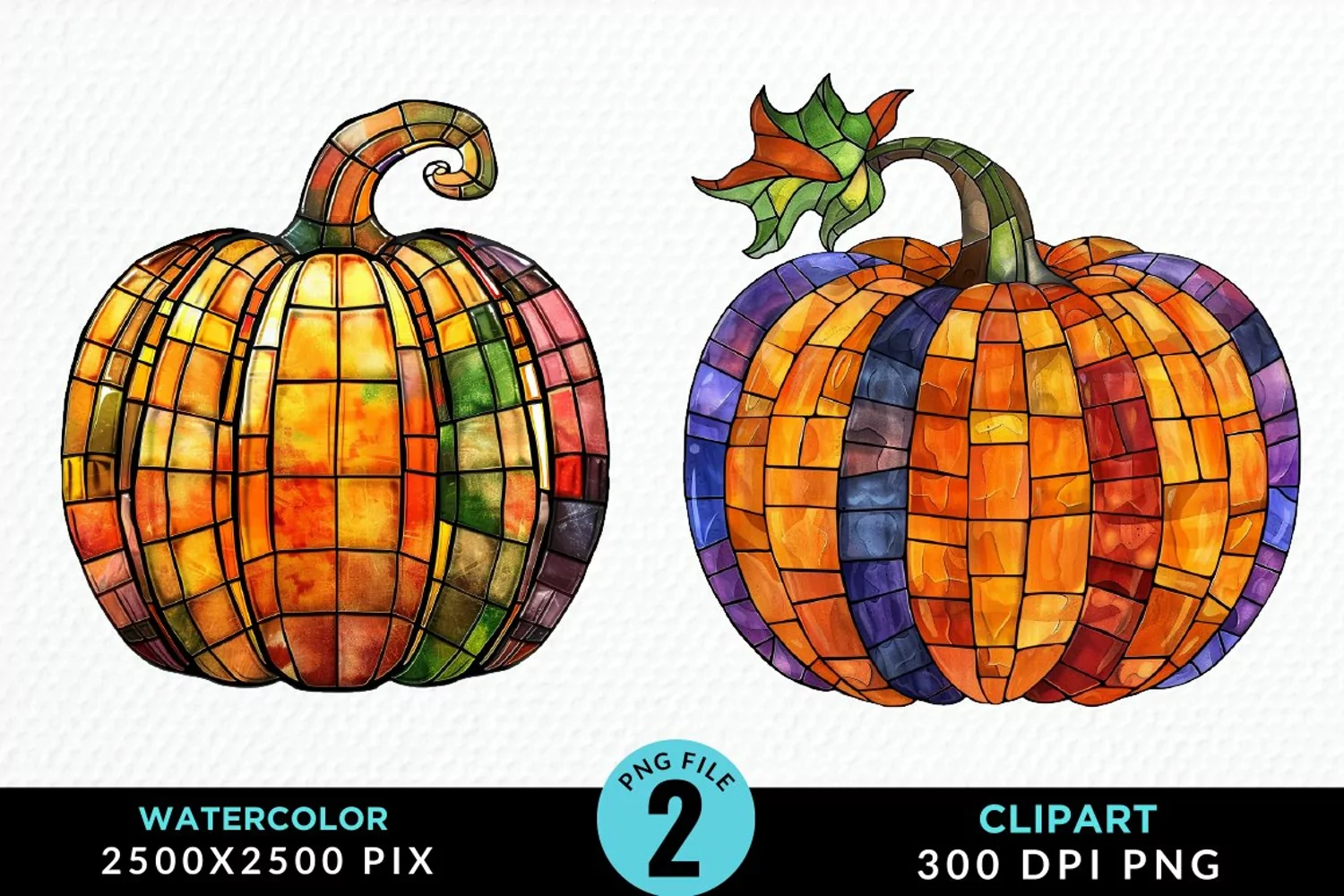 Watercolor Halloween Pumpkin Image Clipart product image 1
