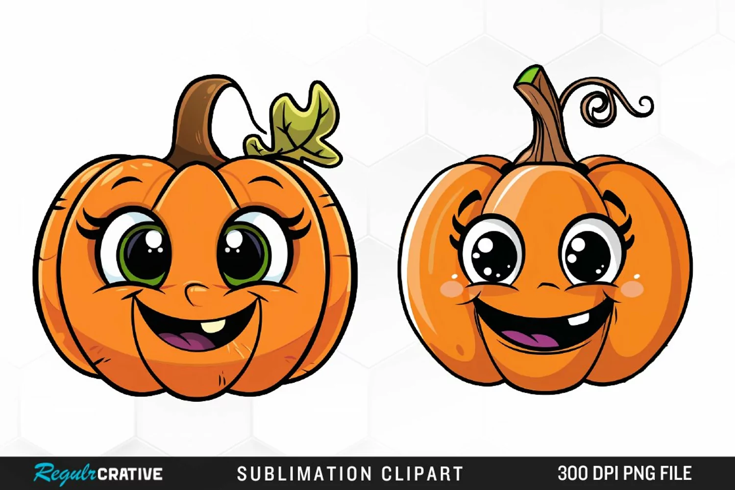 Watercolor Halloween Pumpkin Patch Cuties Clipart product image 1