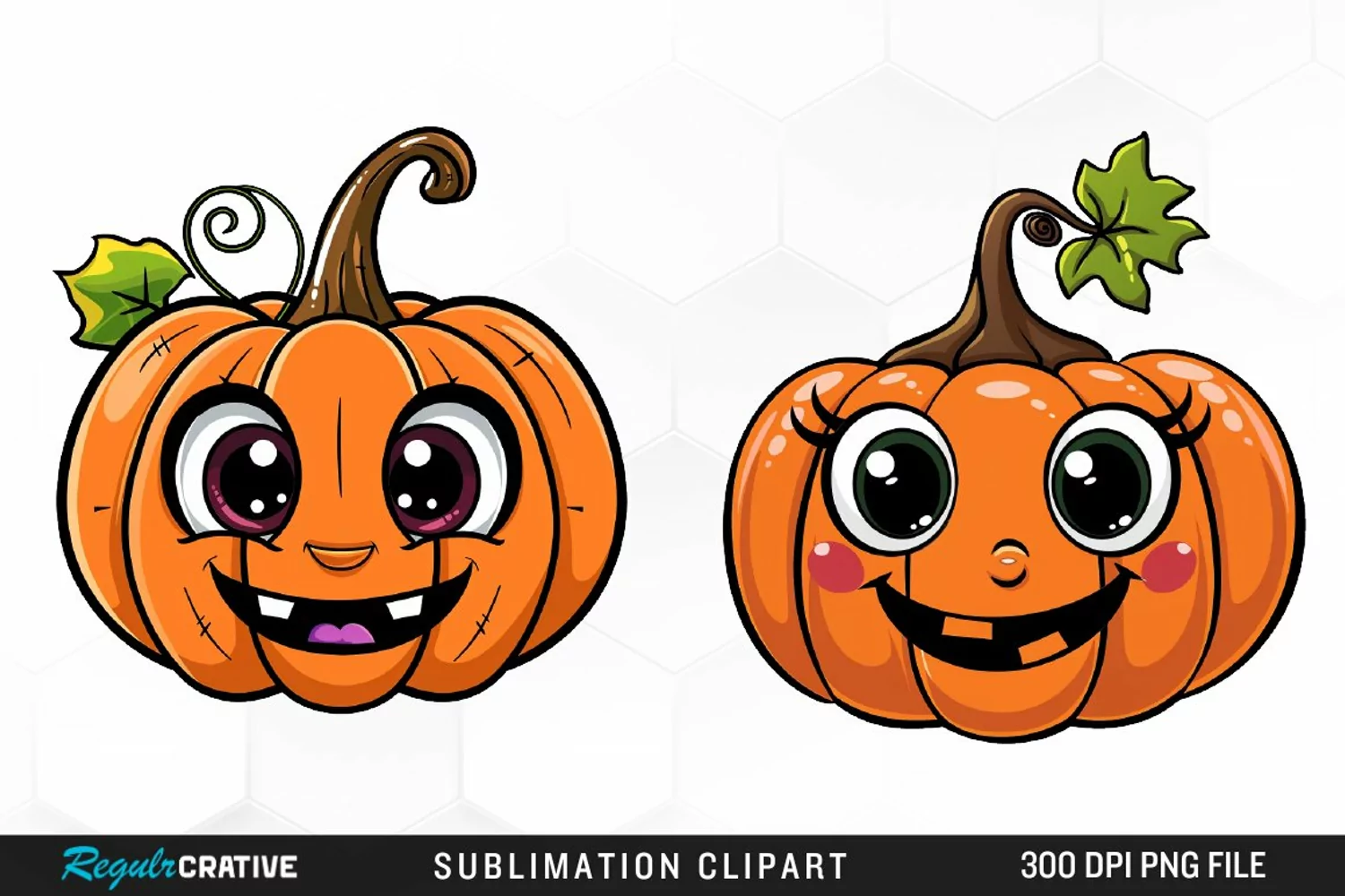 Watercolor Halloween Pumpkin Patch Cuties Art Clipart product image 1
