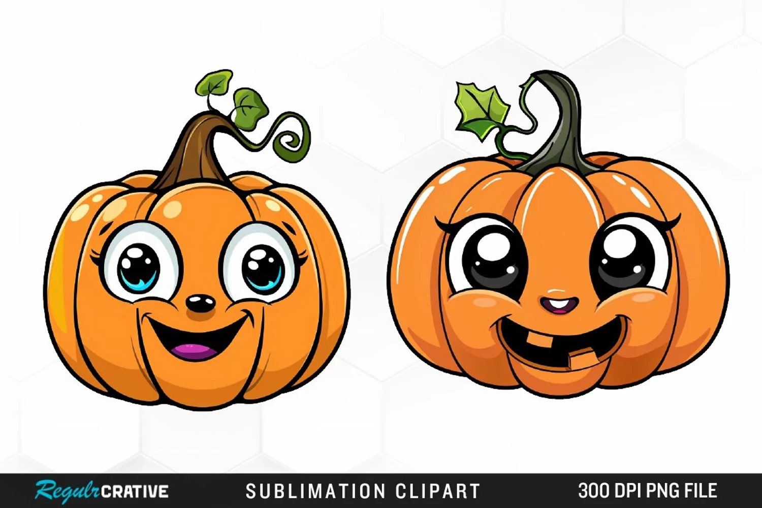 Watercolor Halloween Pumpkin Patch Cuties Art Clipart product image 1