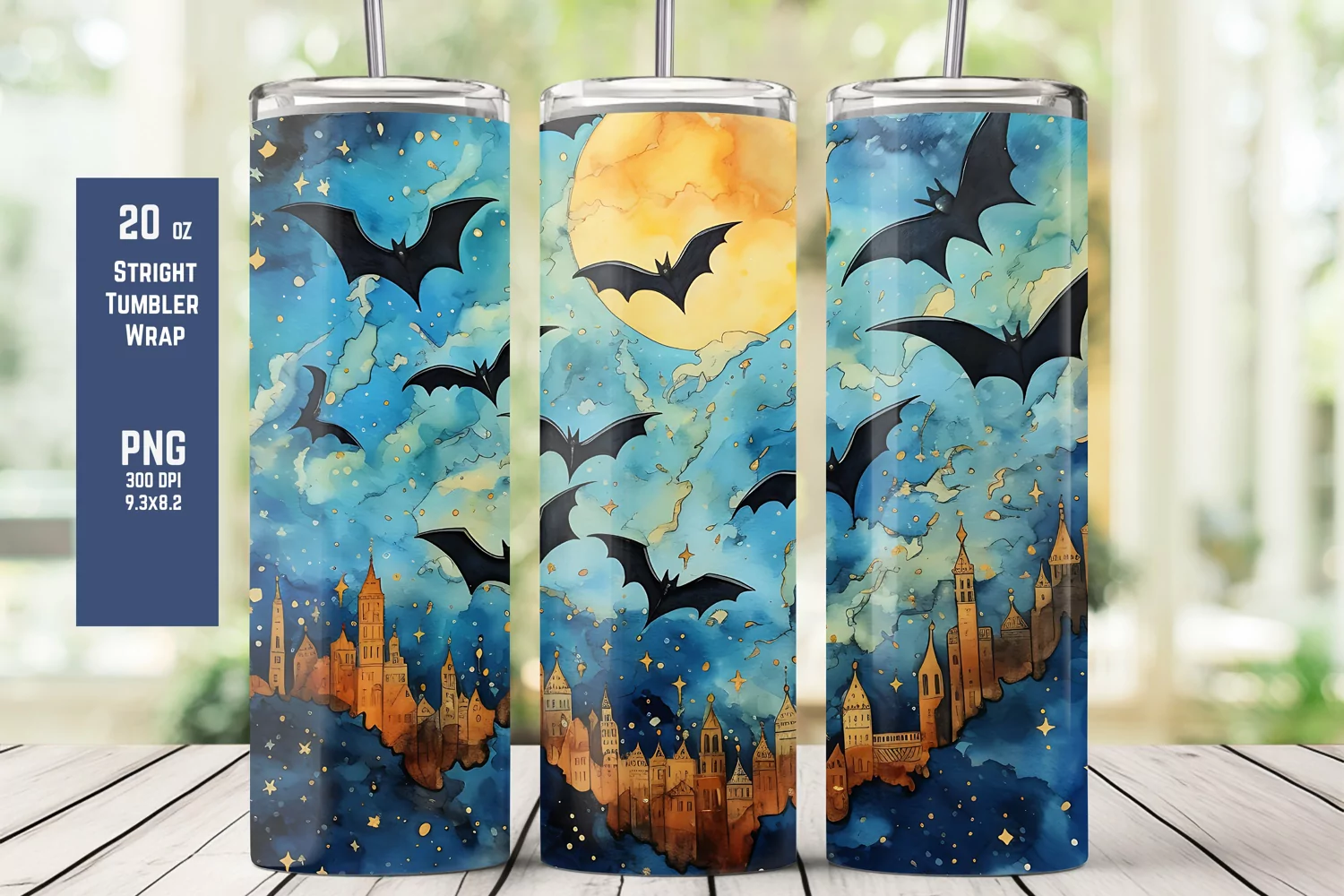 Watercolor Halloween Tumbler Wrap for Sublimation T10 product image 1