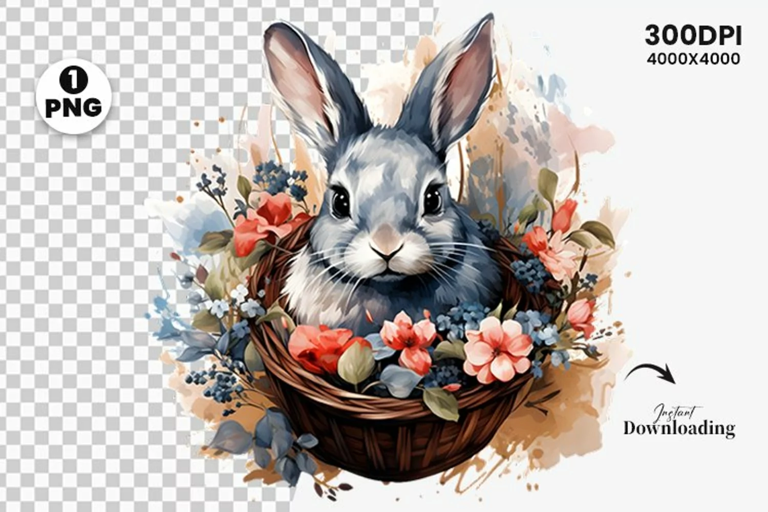 Watercolor Easter Bunny sublimation