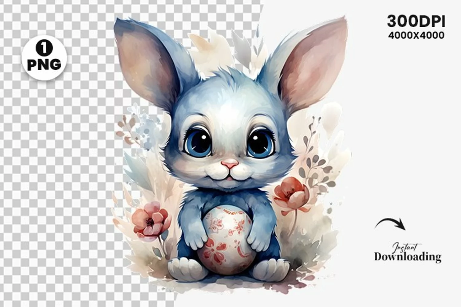 easter watercolor bunny png design
