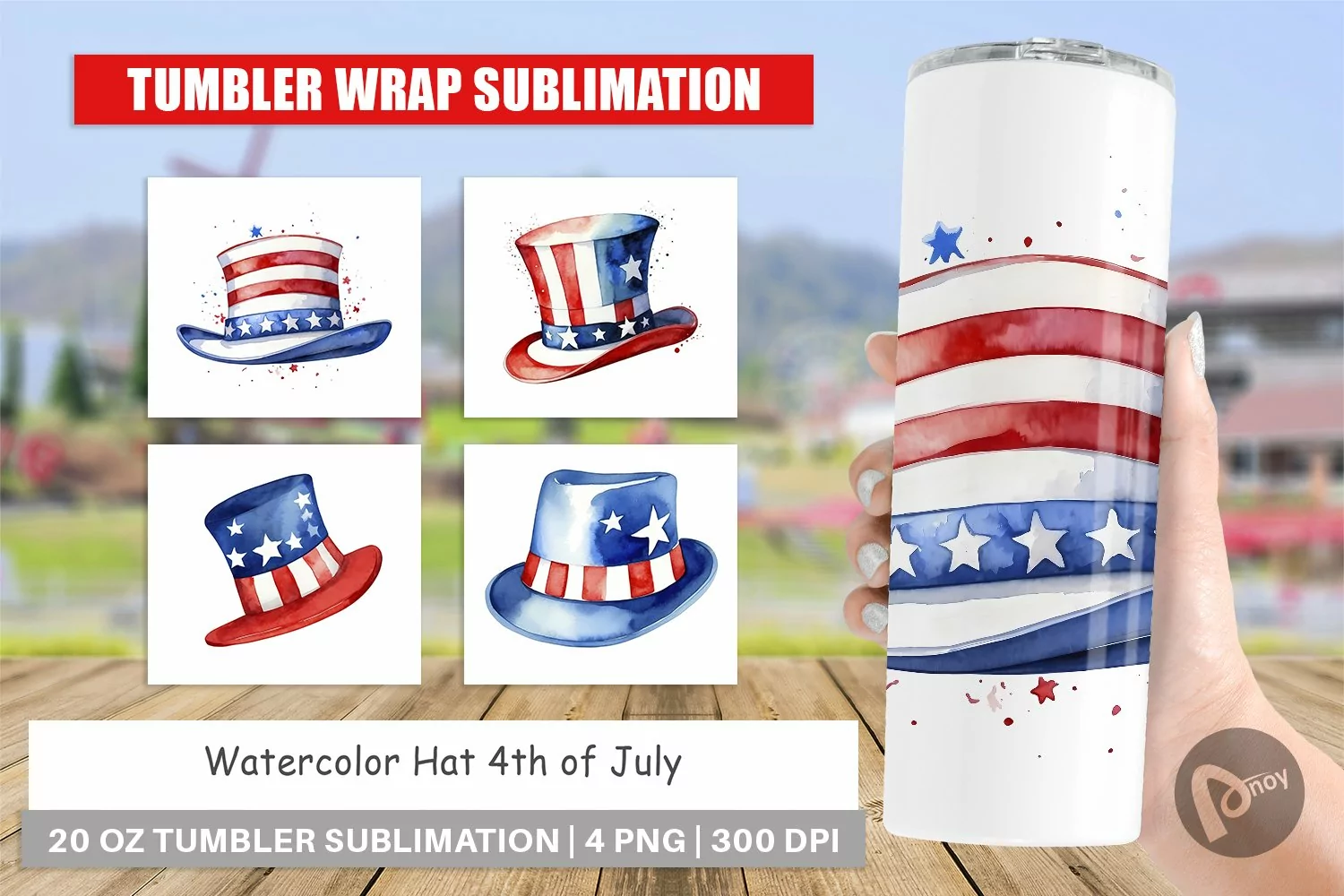 Tumbler Sublimation Wrap Hat 4th of July product image 1