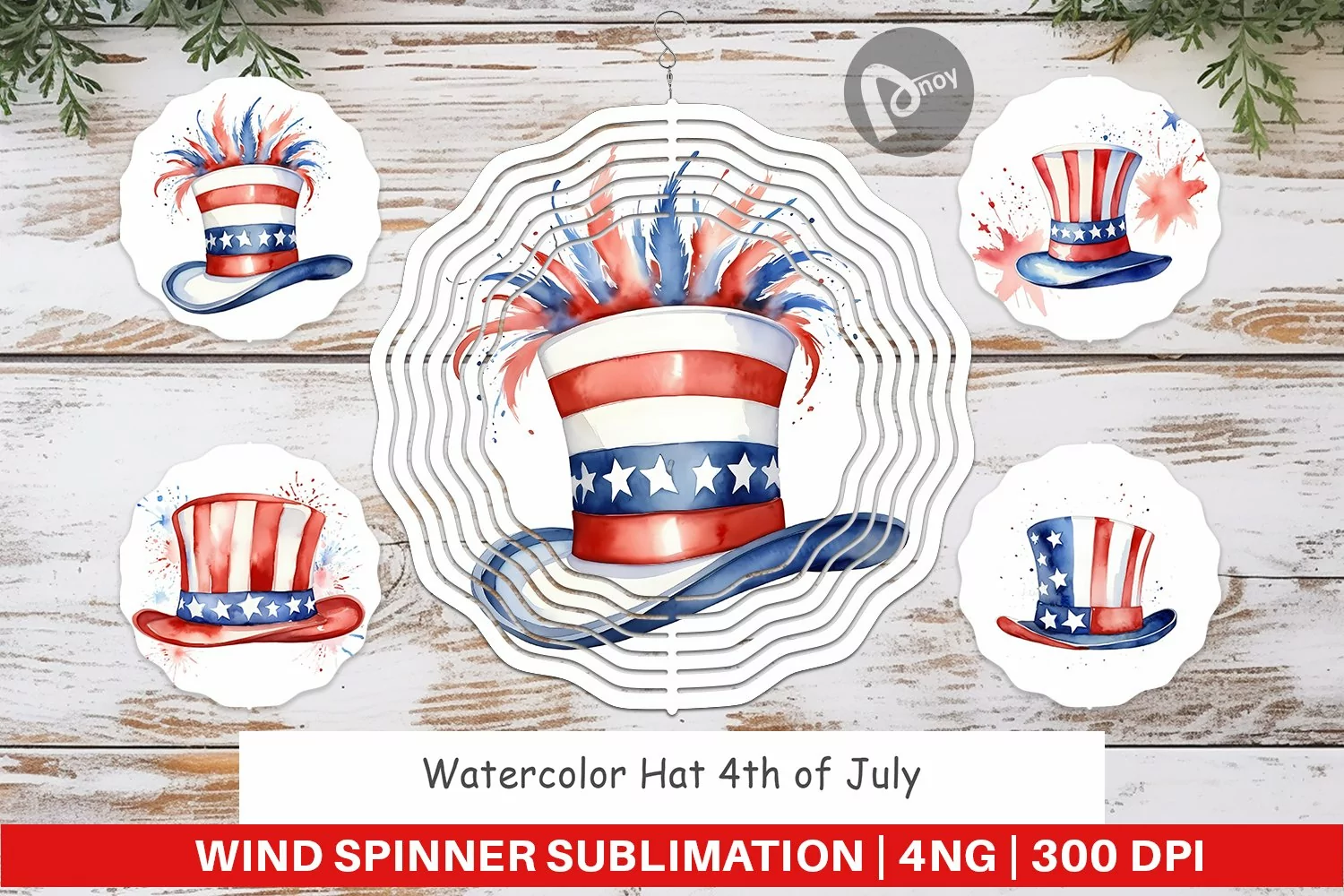 Wind Spinner Watercolor Hat Patriotic product image 1