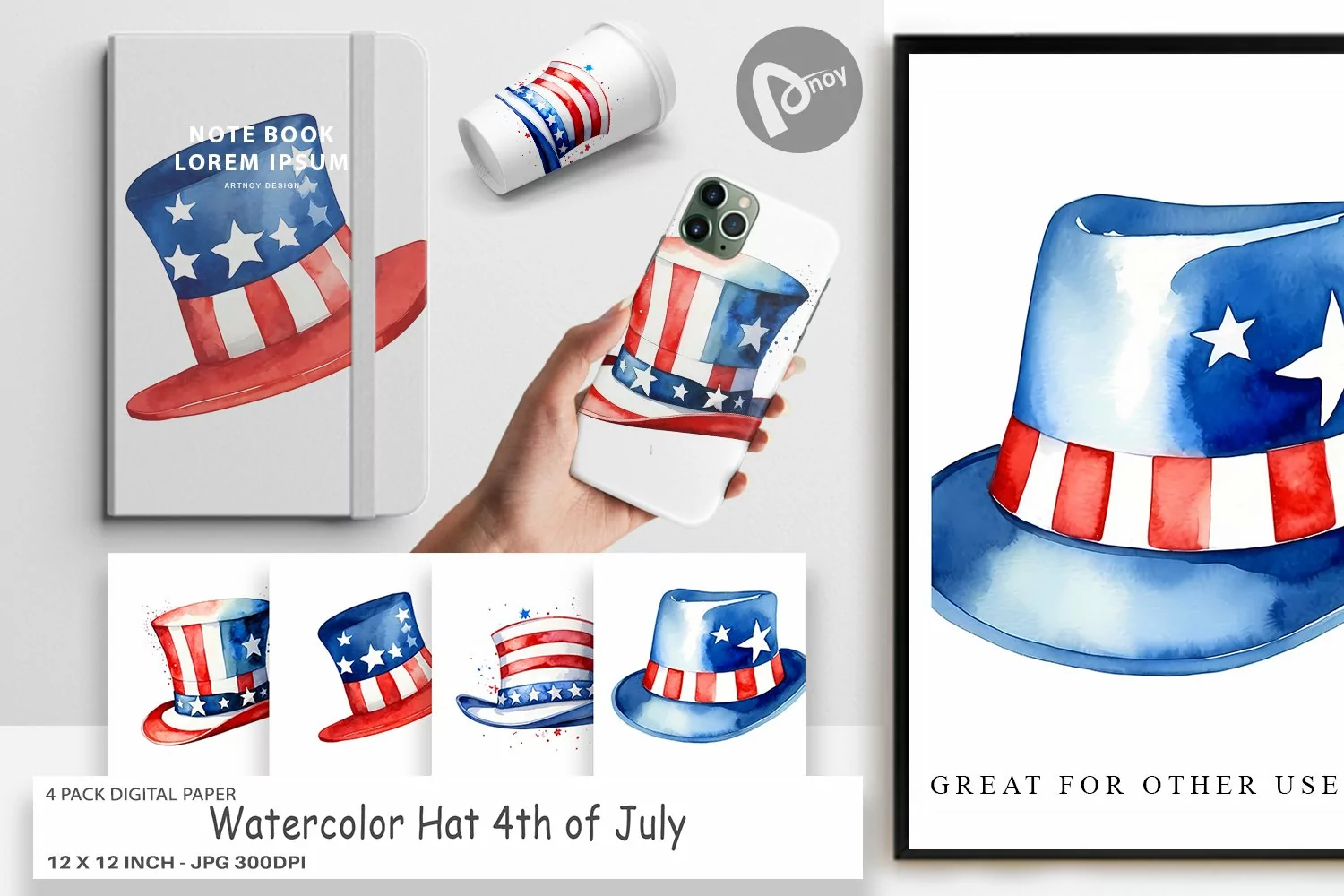 Digital Paper Hat 4th of July product image 1