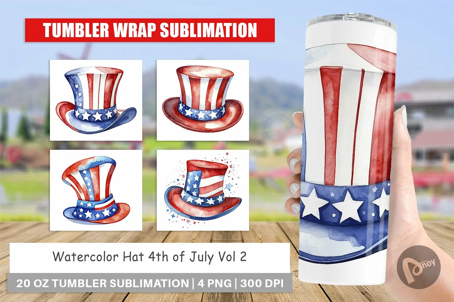 Tumbler Sublimation Wrap Hat 4th of July product image 1