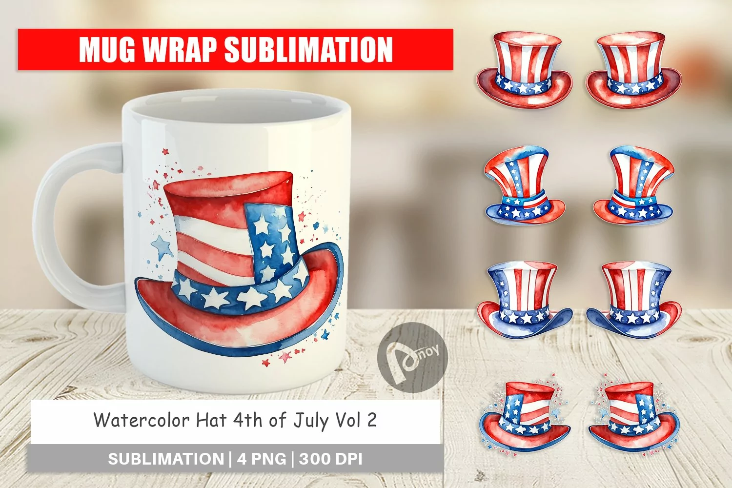 Mug sublimation Hat 4th of July product image 1