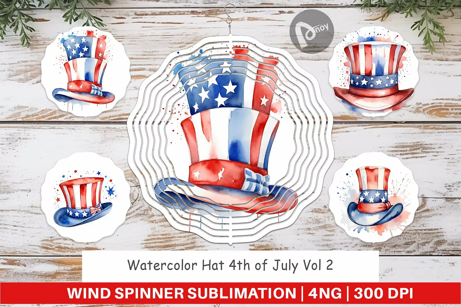 Wind Spinner Watercolor Hat Patriotic product image 1