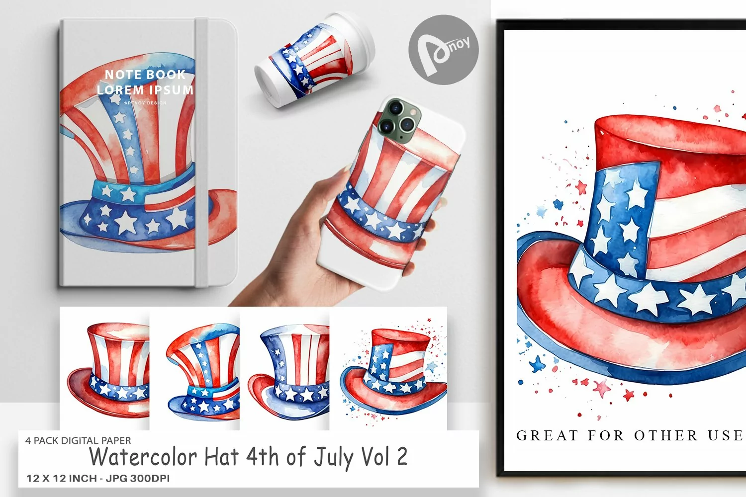 Digital Paper Hat 4th of July product image 1