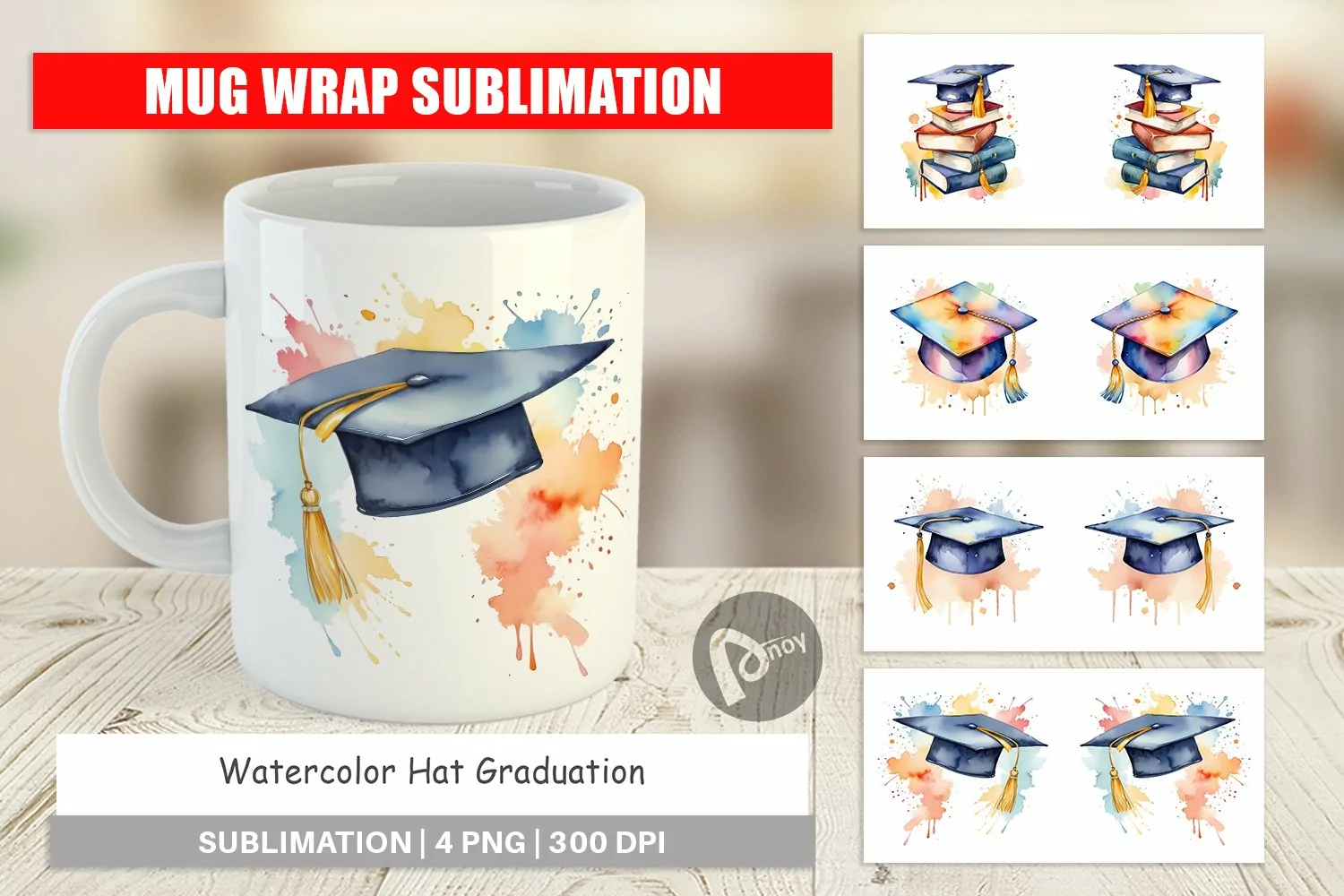 Mug Wrap Design Hat Graduation product image 1
