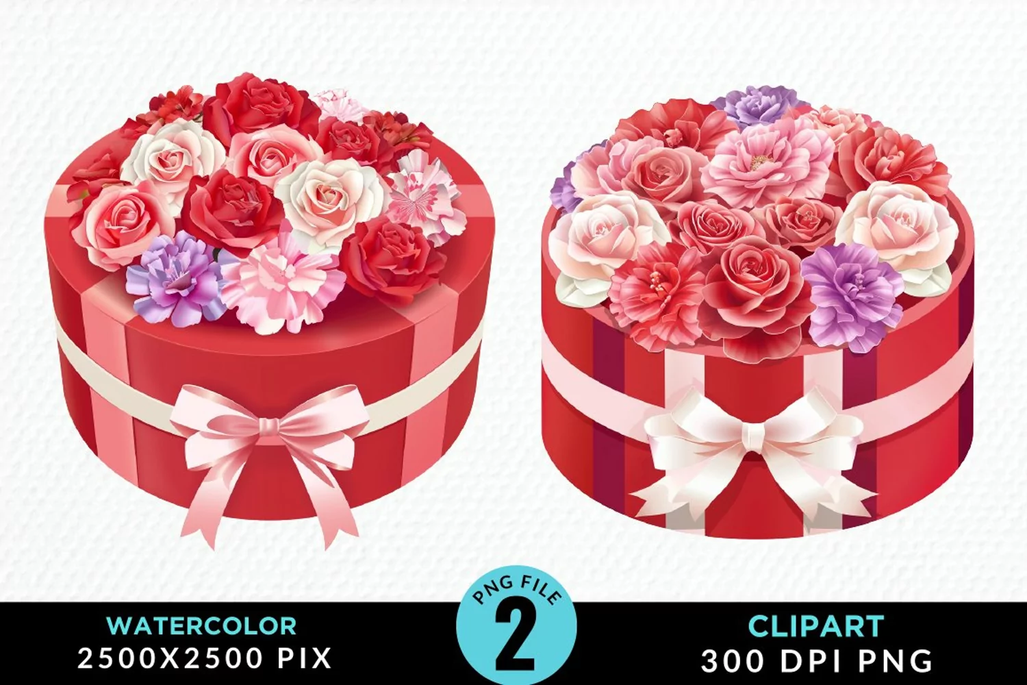Watercolor Hatbox Flower Graphics Clipart product image 1