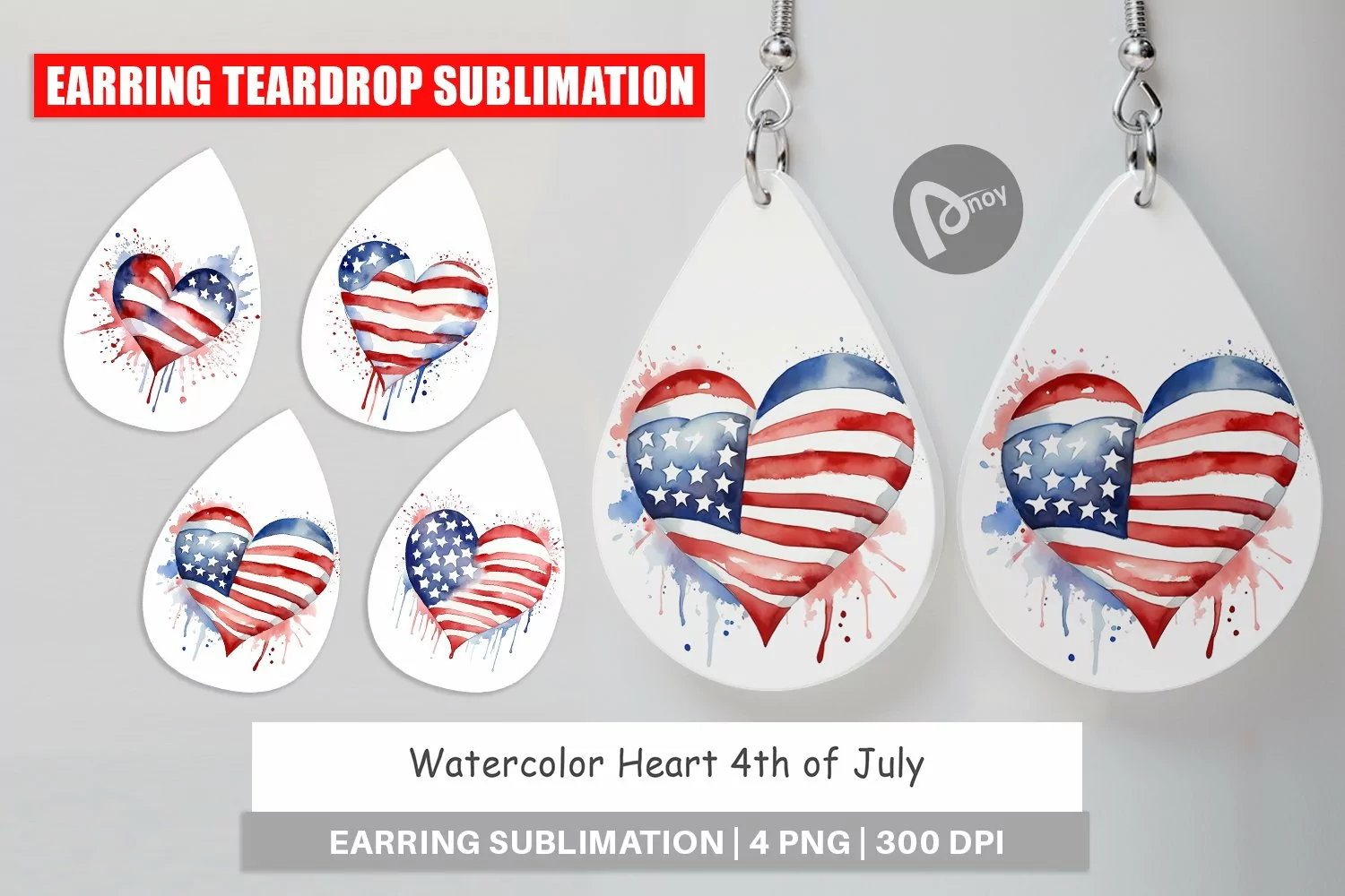 Earring Teardrop Heart 4th of July product image 1