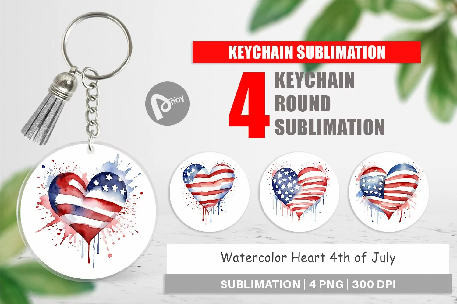 Keychain Heart 4th of July product image 1