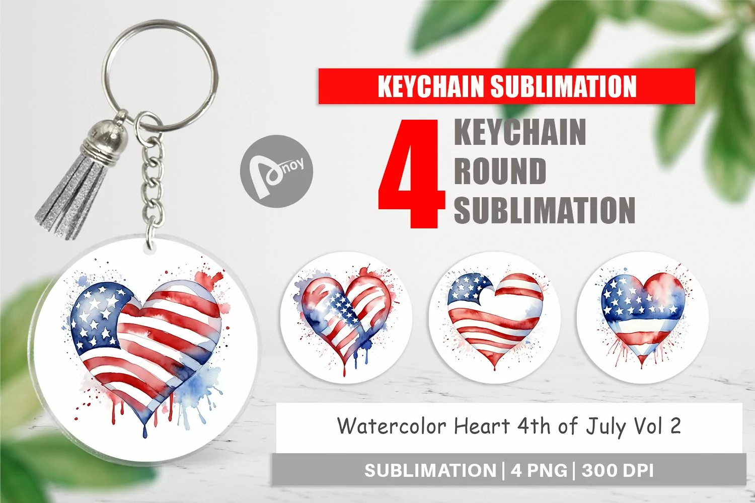 Keychain Heart 4th of July product image 1