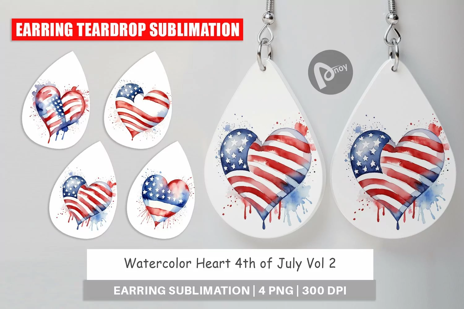 Earring Teardrop Heart 4th of July product image 1