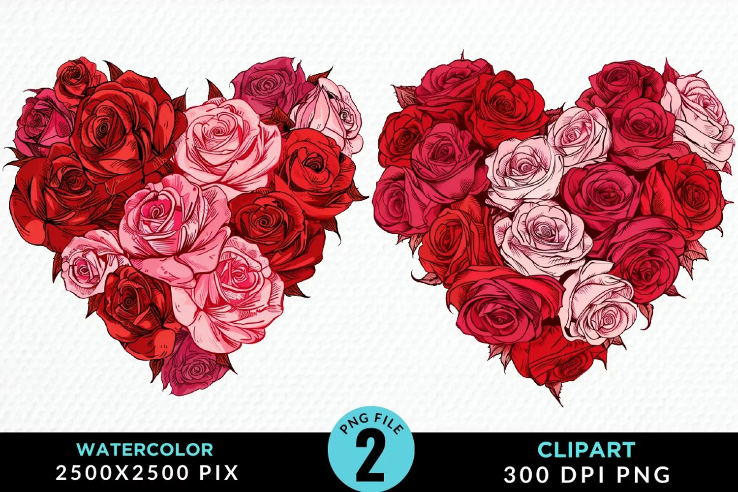 Heart Flower Sublimation PNG Clipart product image 1
