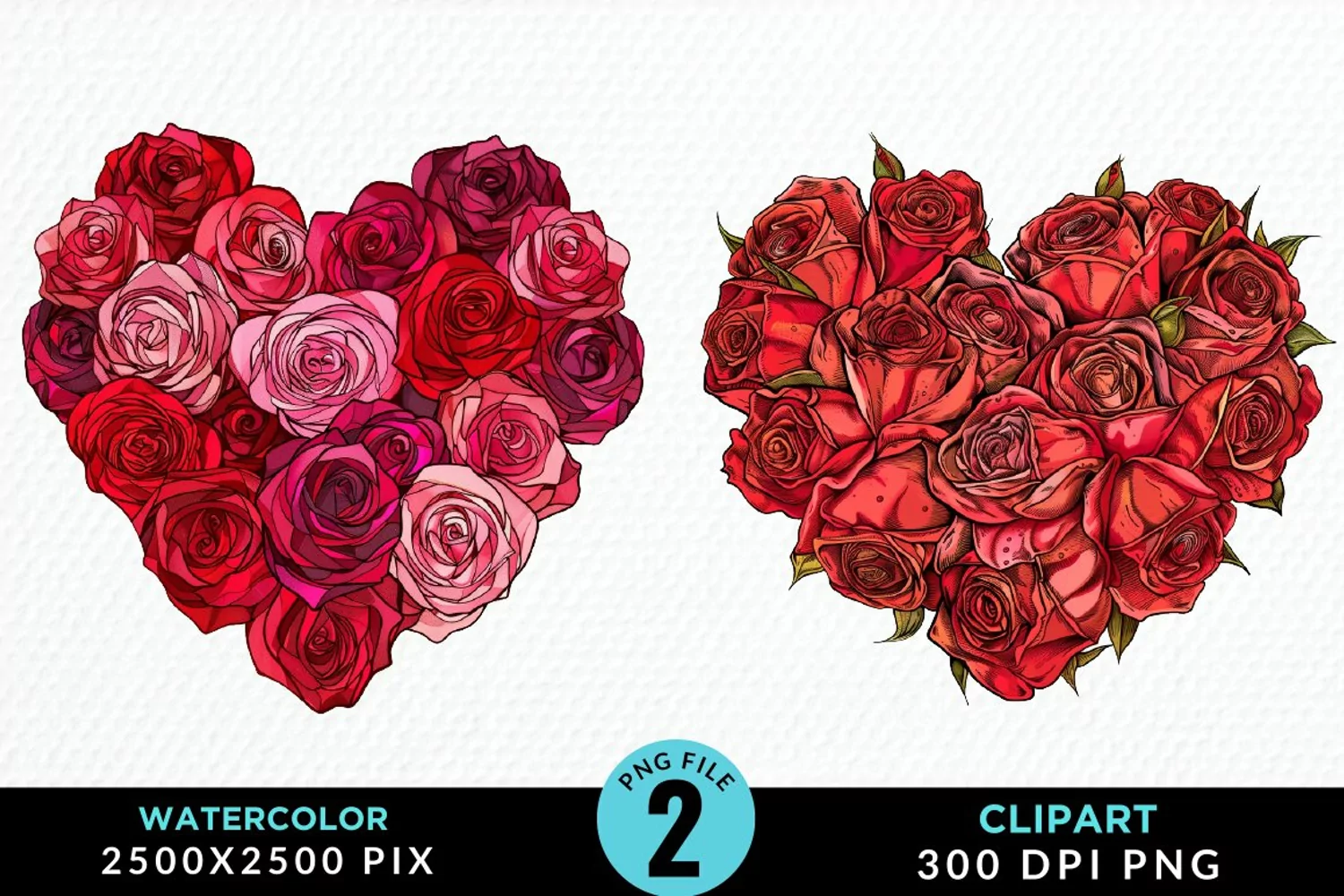 Heart Flower Sublimation PNG Clipart product image 1