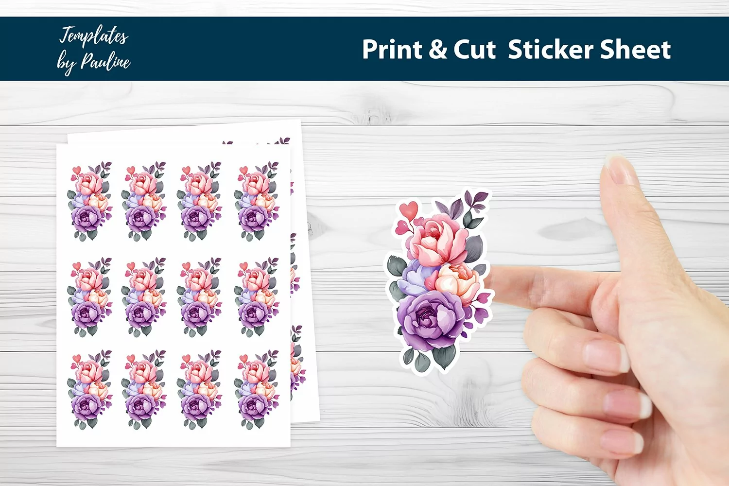 Watercolor Flower Print and Cut Sticker