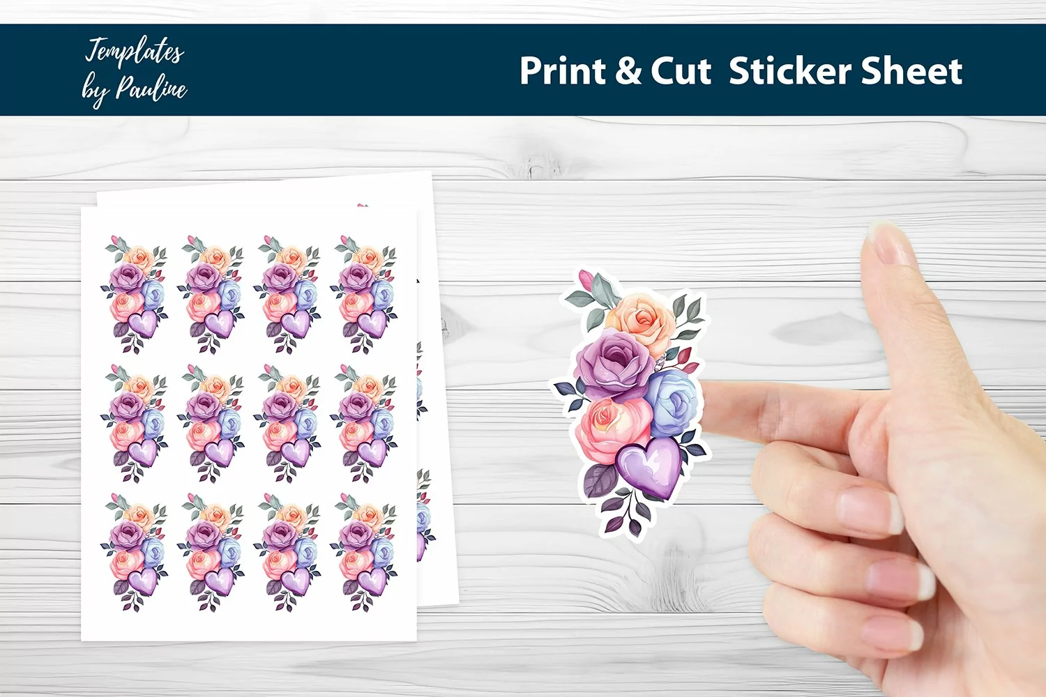 watercolor Flower Print and Cut Sticker