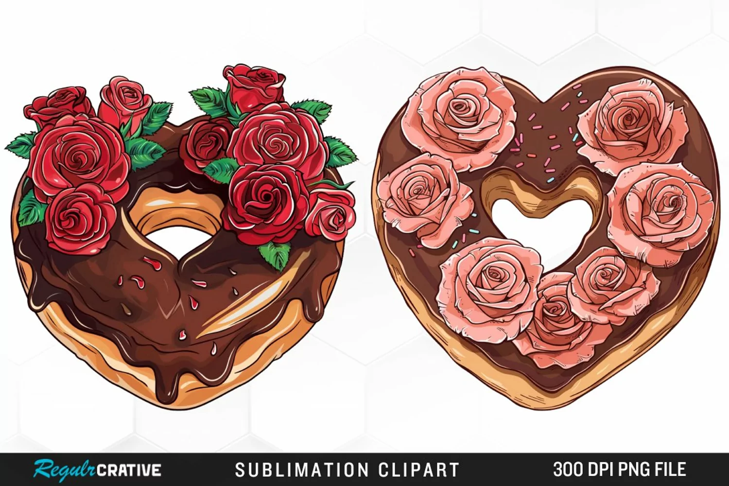Watercolor Heart Shaped Roses Chocolate Clipart product image 1