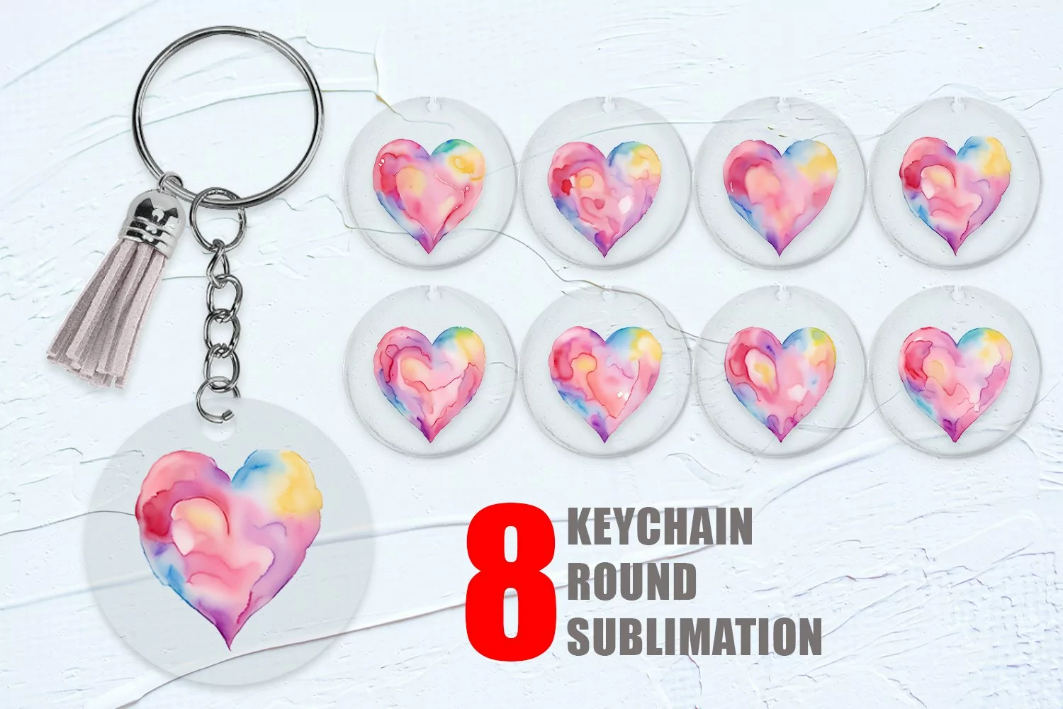 Watercolor Heart Vibrant Keychain | Keyring product image 1