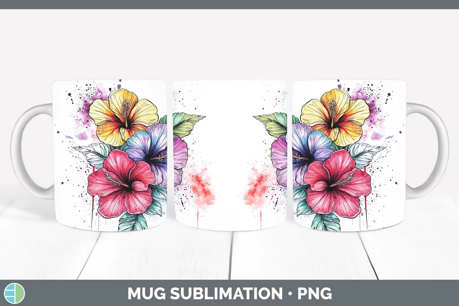 GorgeousWatercolor Mug Wrap design.