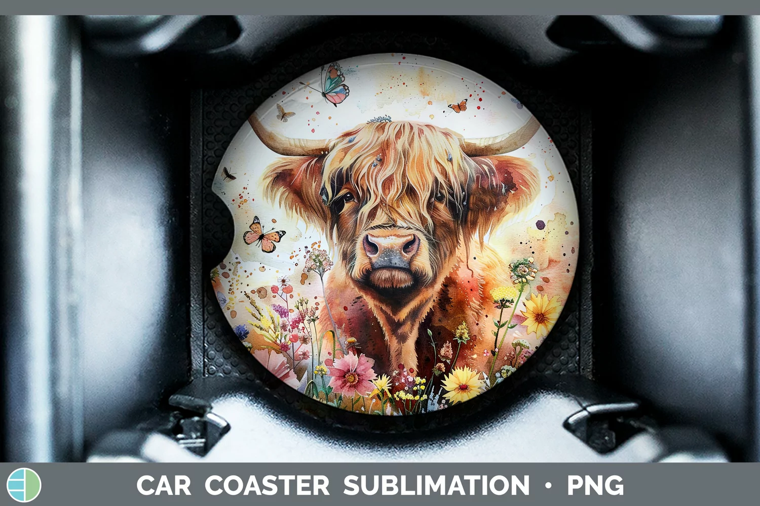 GorgeousWatercolor Car Coaster design.