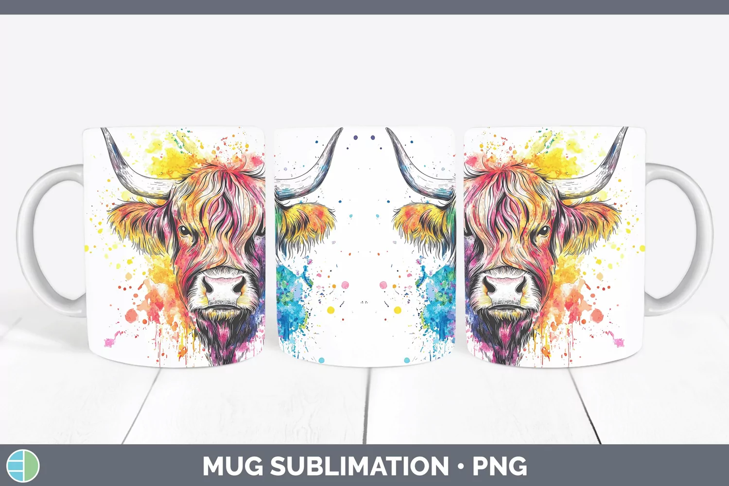GorgeousWatercolor Mug Wrap design.