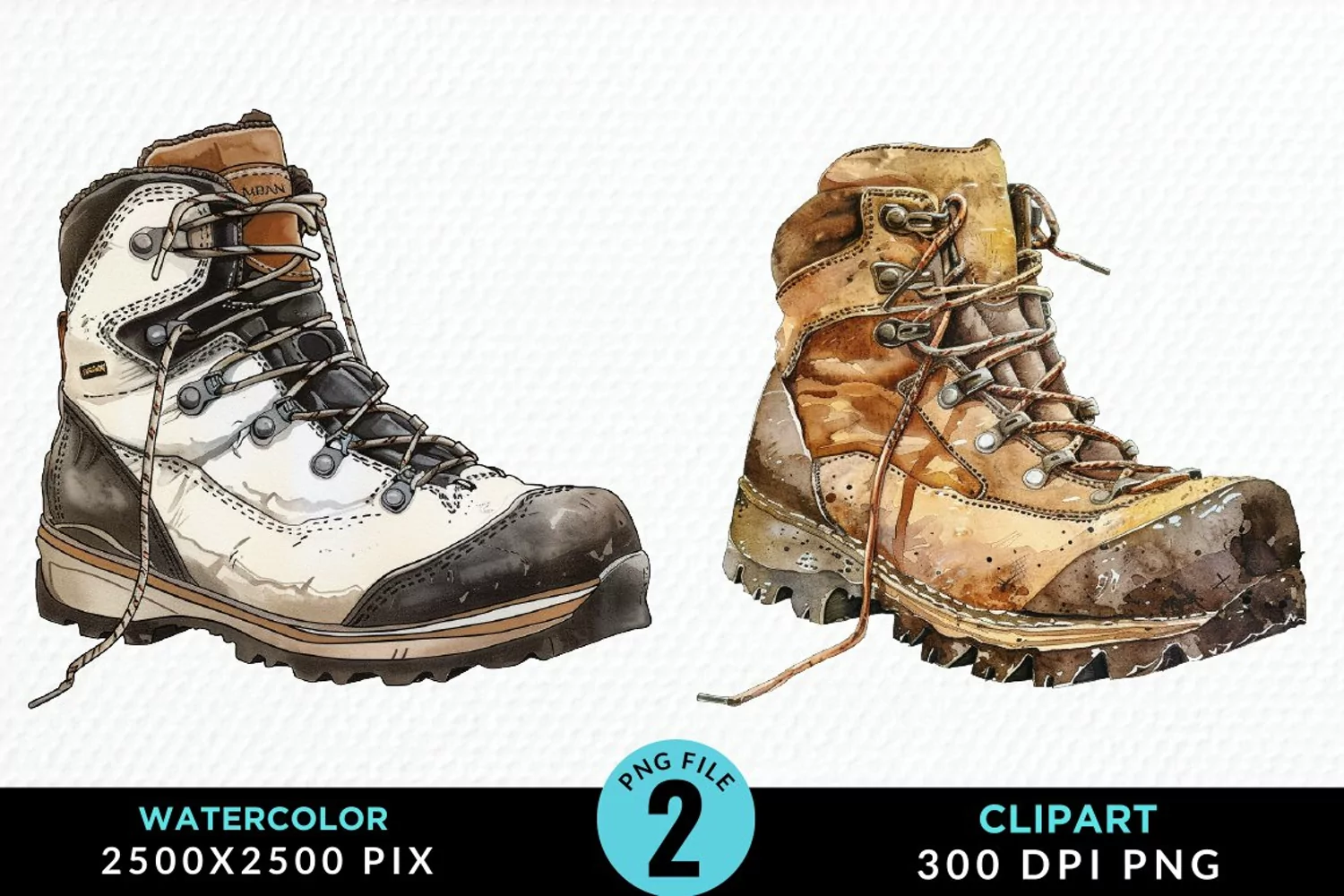 Watercolor Hiking Boot Illustration Clipart product image 1