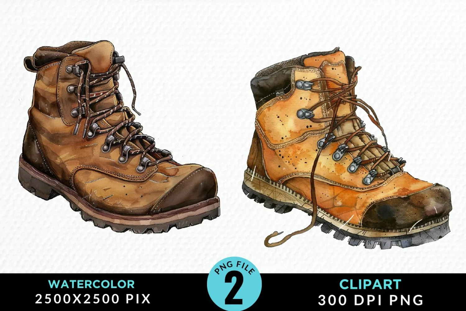 Watercolor Hiking Boot Illustration Clipart product image 1