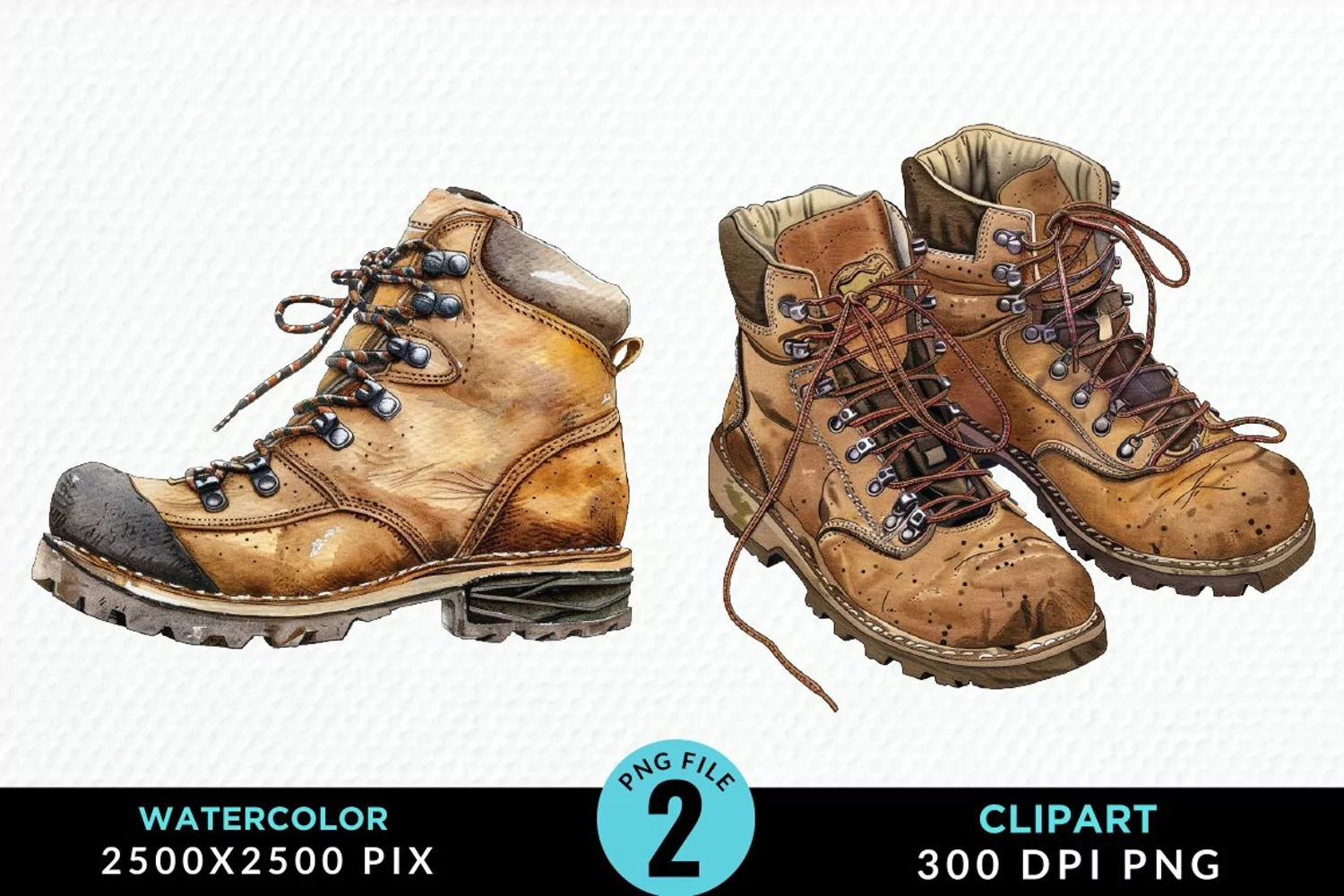 Watercolor Hiking Boot Illustration Clipart product image 1