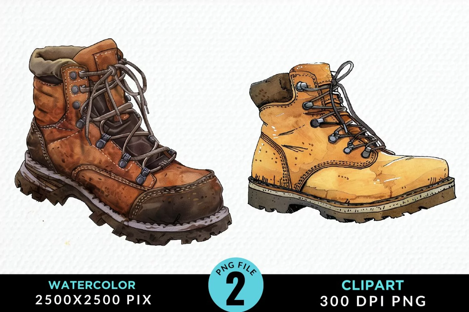 Watercolor Hiking Boot Illustration Clipart product image 1