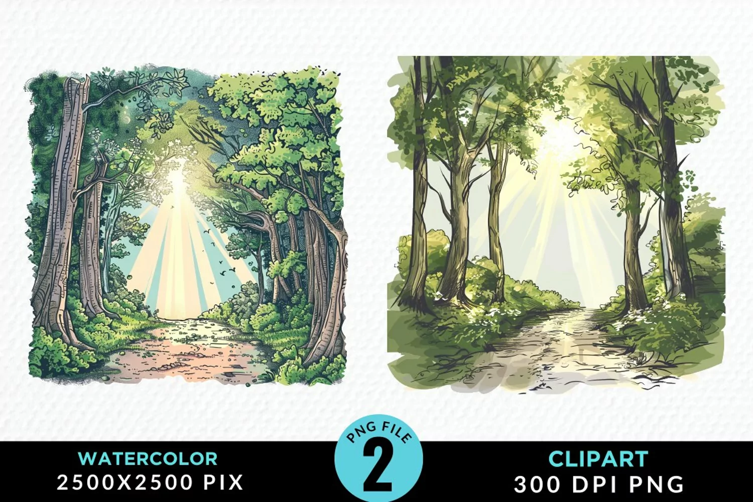 Watercolor Hiking Trails Collection Clipart product image 1