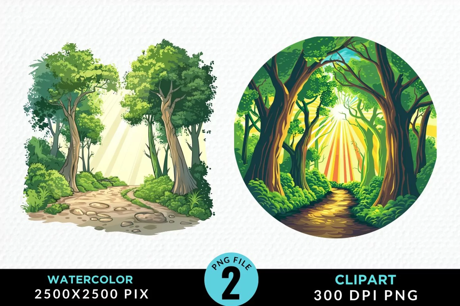 Watercolor Hiking Trails Collection Clipart product image 1