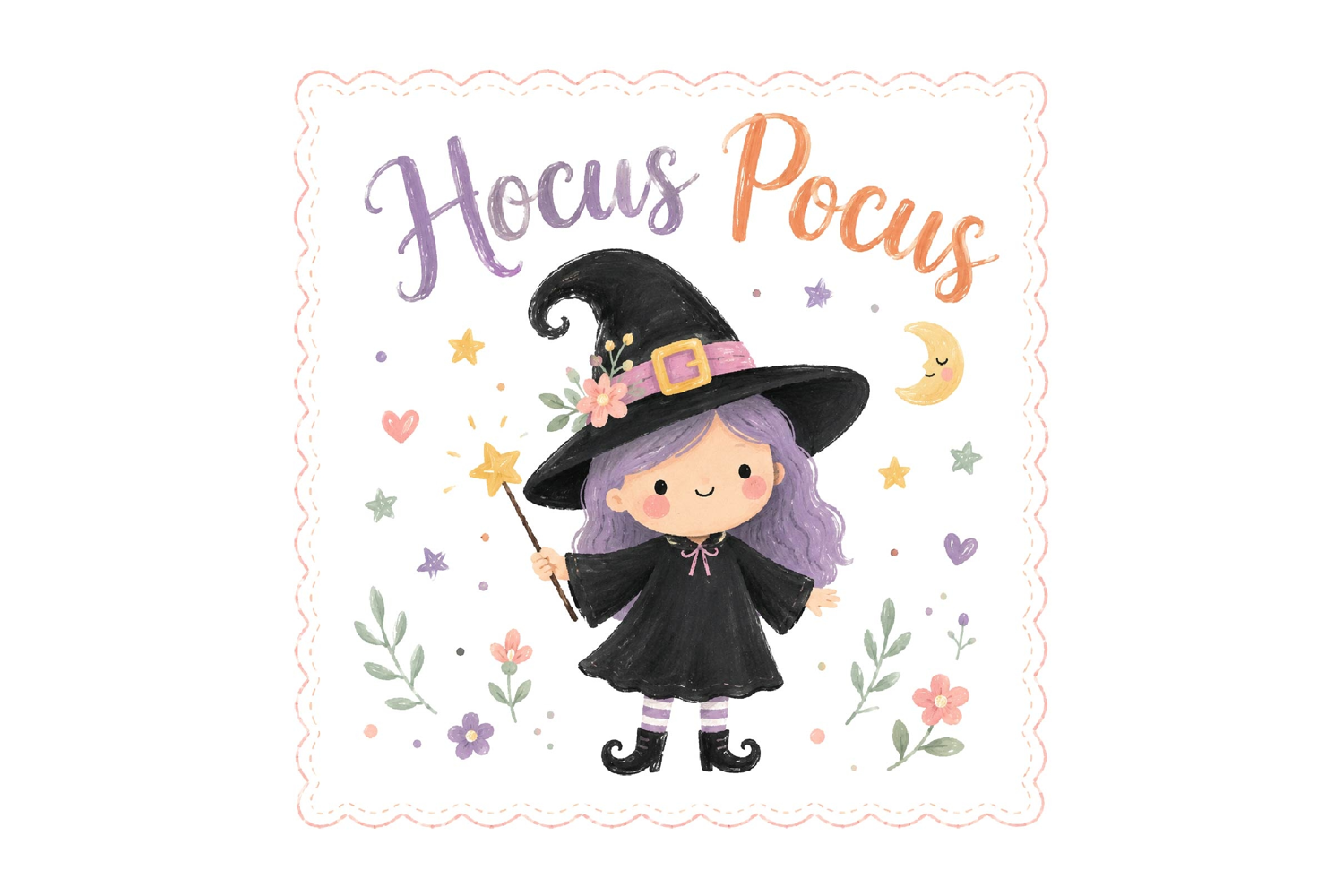 Watercolor Hocus Pocus Cute Witch PNG product image 1