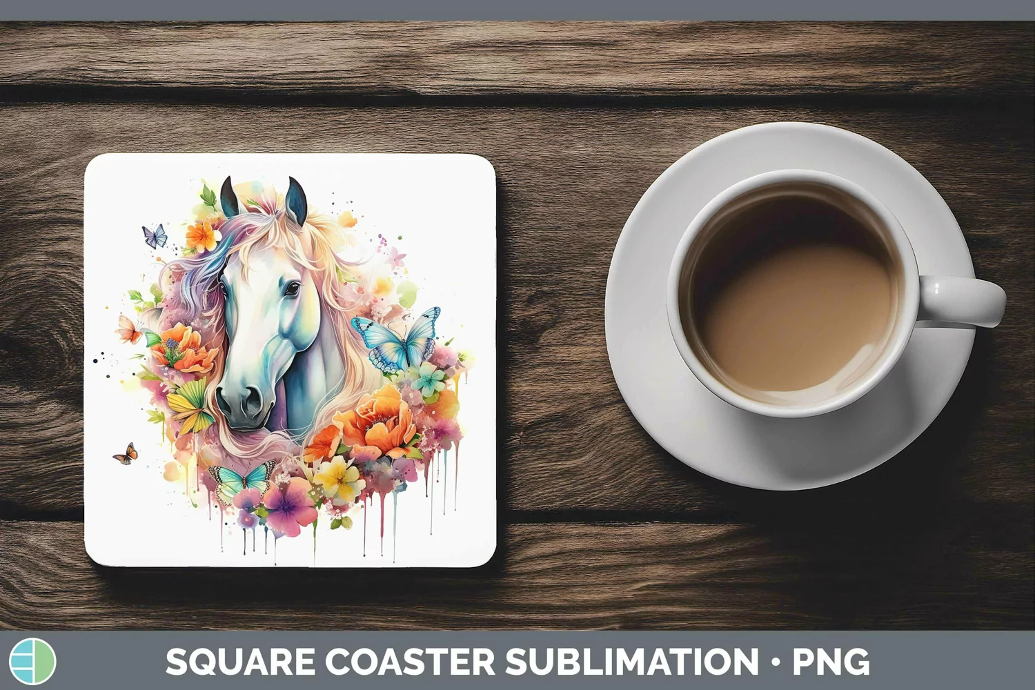 GorgeousWatercolor Square Coaster design.