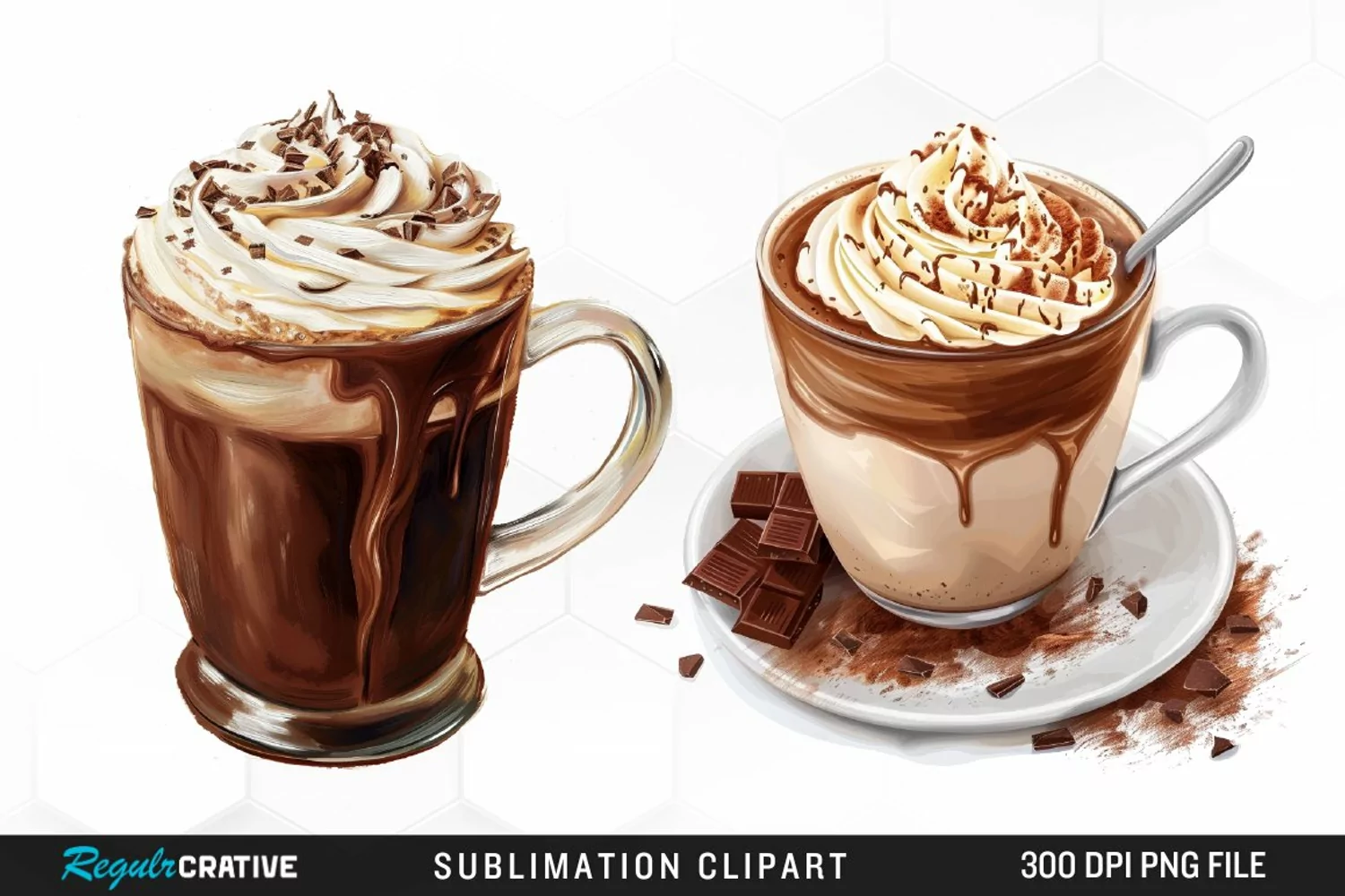 Watercolor Hot Chocolate Image Clipart product image 1