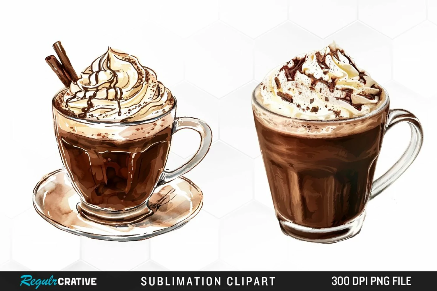 Watercolor Hot Chocolate Design Clipart product image 1