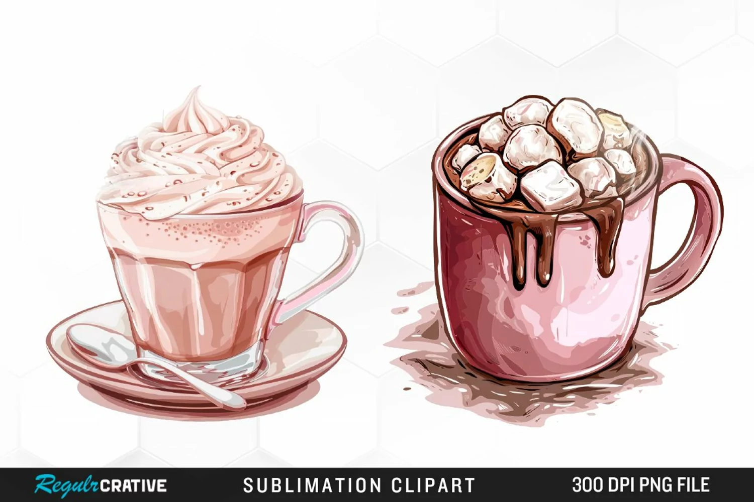 Watercolor Hot Chocolate Image Clipart product image 1