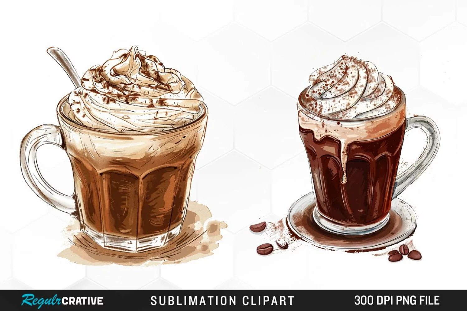 Watercolor Hot Chocolate Image Clipart product image 1